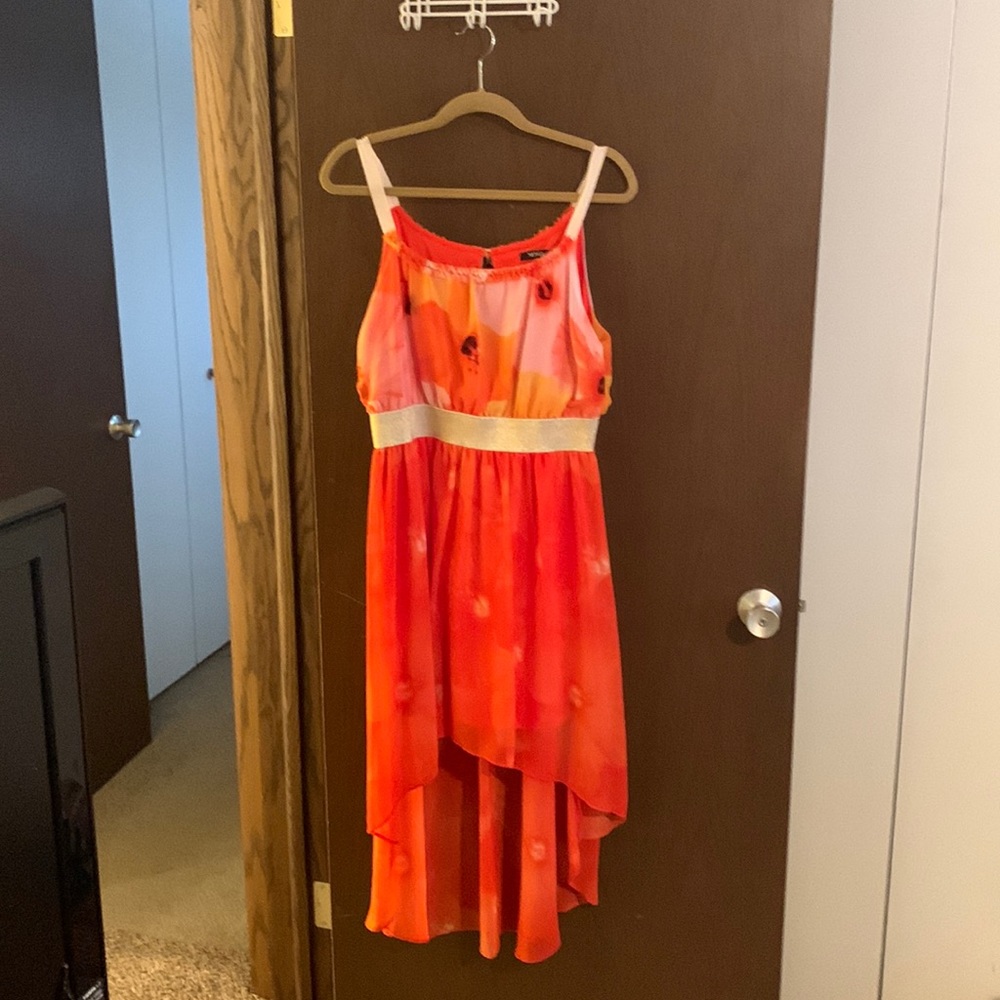 XOXO Hi Low orange halter dress.  Size Large.